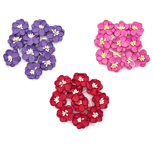 фото Astra & craft набор для декорирования "цветки вишни из бумаги" (30 шт.) розовый/красный/лаванда