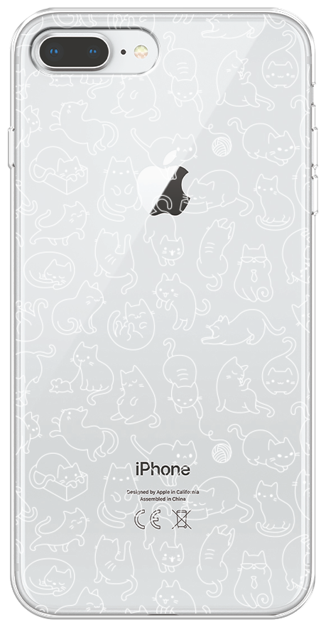Силиконовый чехол на Apple iPhone 8 Plus / Айфон 8 Плюс "Шкодливые котики", прозрачный