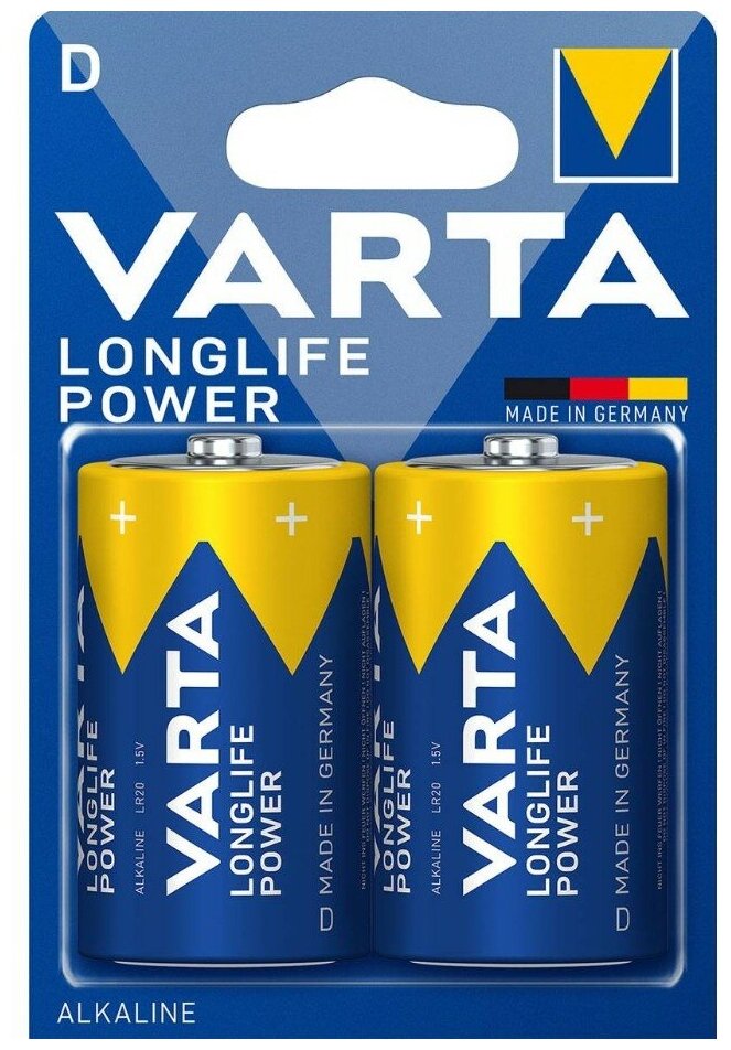 Элемент питания Varta Longlife Power Alkaline D/R20 1.5 V (2 шт)