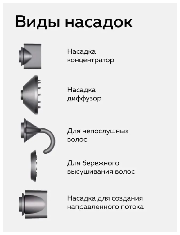 Набор для укладки волос, Фен для волос Super Hair Dryer, с магнитными насадками, серый - фотография № 4