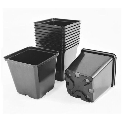 Набор Горшков для растений, 12 шт , 13х13х13 см (объем 1,6 литра), цвет-чёрный