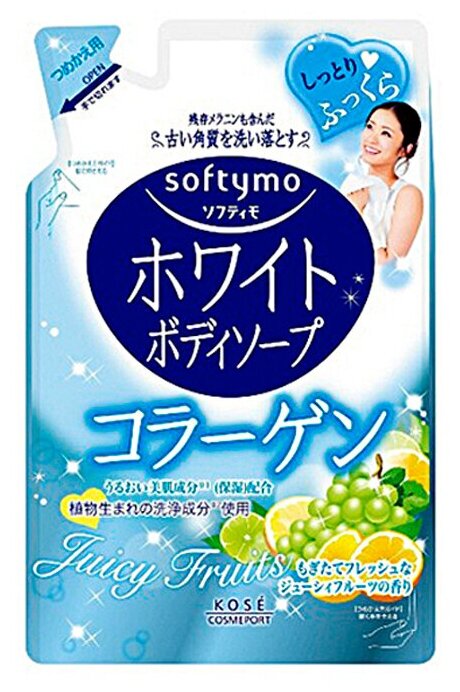 Kose Мыло для тела жидкое с ароматом фруктов з/б - Softymo white body soap, 420мл