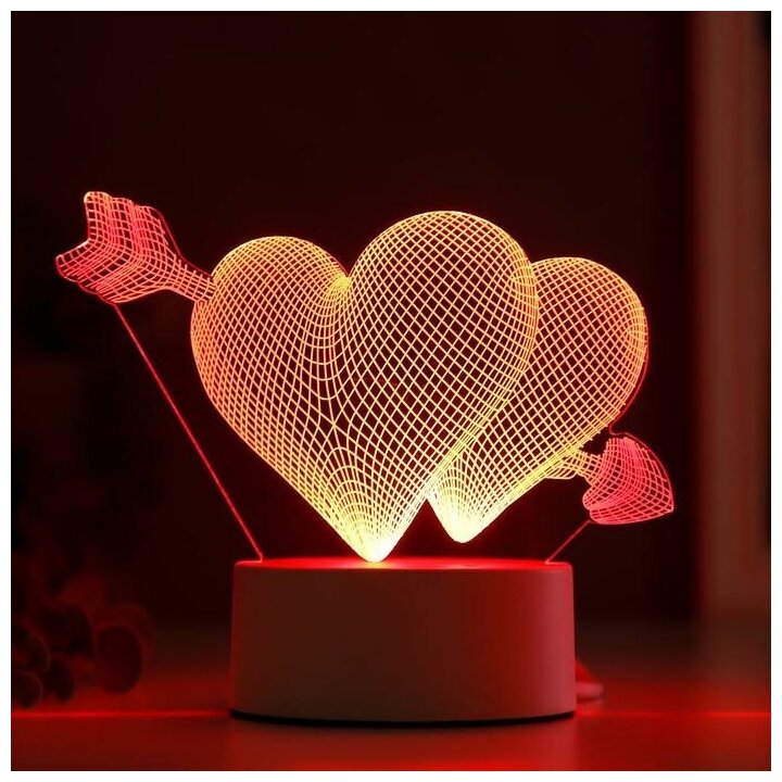 Светильник "Сердца" LED RGB от сети 9,5х18х15 см - фотография № 3