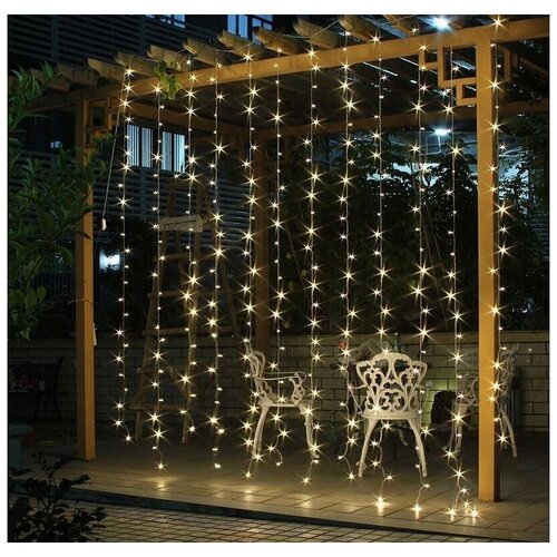 фото Новогодняя светодиодная гирлянда штора 5 х 2 м теплый белый baziator