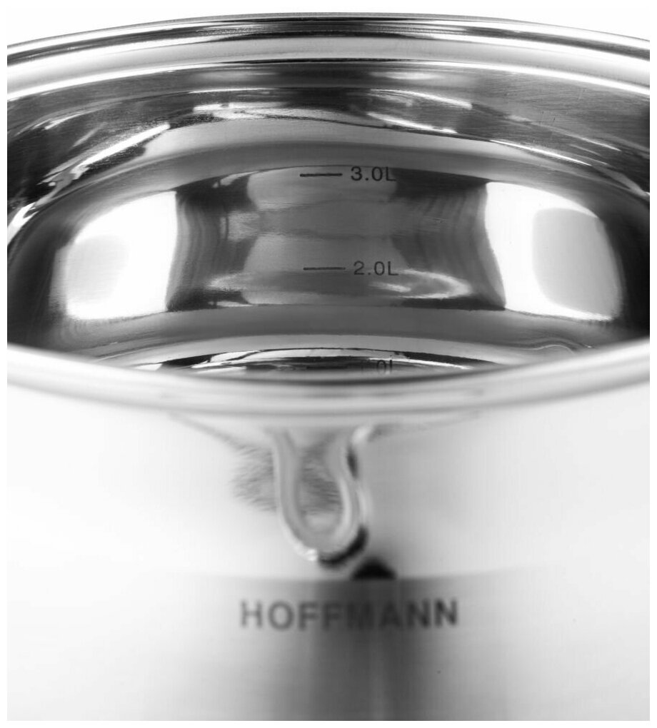 Набор кастрюль Hoffmann 5225 из нержавеющей стали, набор посуды из нержавеющей стали, 6 предметов, 7.4 л, 5.1 л, 3.1 л