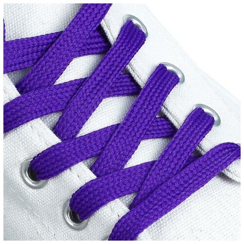 фото Шнурки для обуви, пара, плоские, 7 мм, 120 см, цвет фиолетовый mikimarket