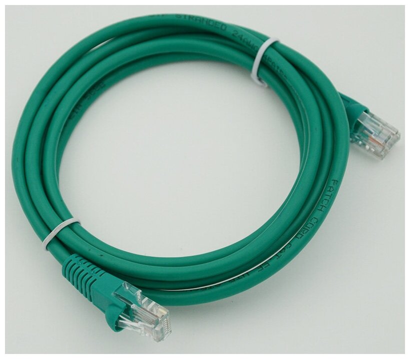 Патч-корд RJ-45 (m)-RJ-45 (m), cat5E, 2м зеленый Noname - фото №1