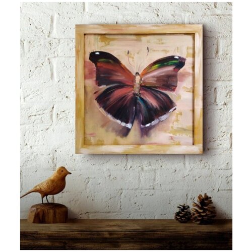Бабочка картина авторская маслом в раме 50х50 см художник Екатерина Трифонова