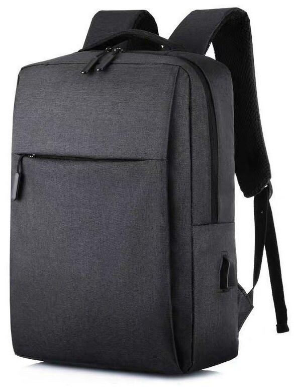 Рюкзак (ранец) с USB женский, мужской, школьный, подростковый городской, универсальный, для ноутбука, 20 литров, World comfort, R2 черный