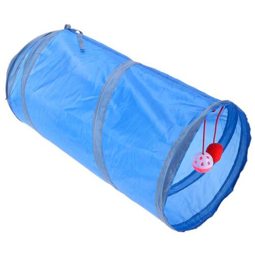 Игровой тоннель для кошек 50 см синий антицарапки (1 шт)