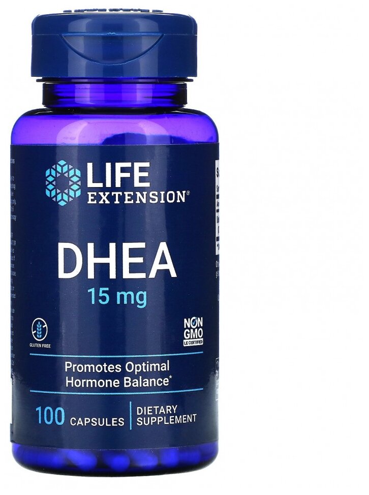 Капсулы Life Extension DHEA, 0.1 г, 15 мг, 100 шт.