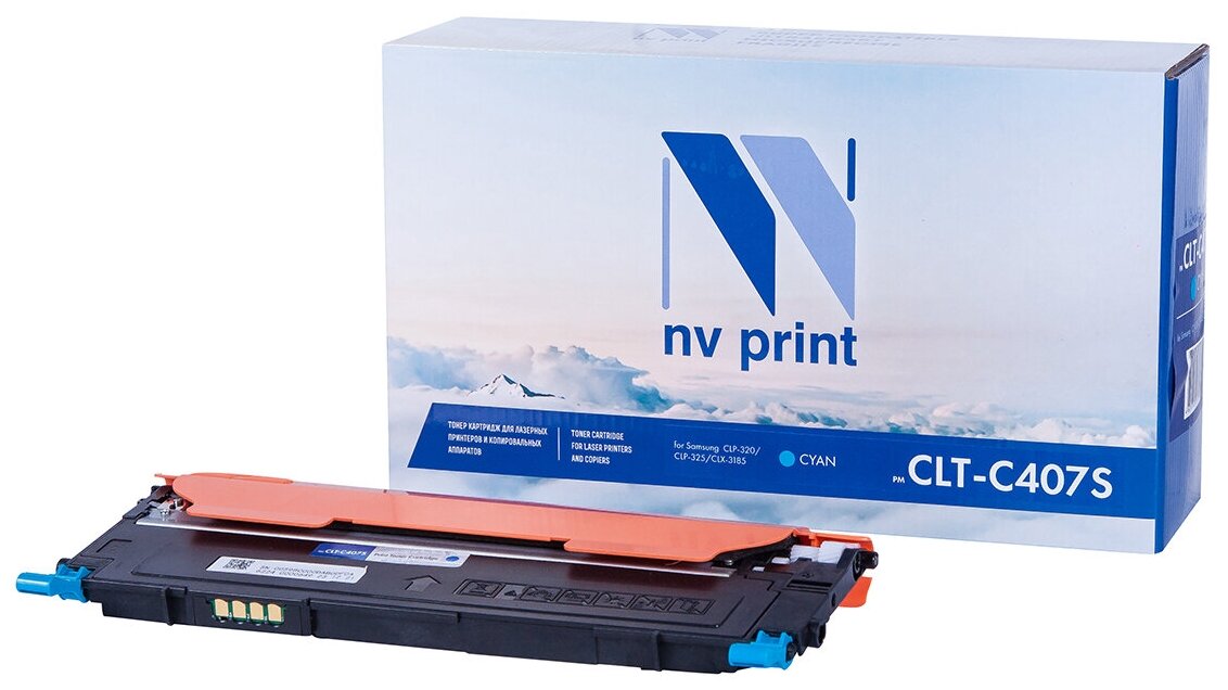 Лазерный картридж NV Print NV-CLTC407SC для Samsung CLP-320, CLP-325, CLX-3185 (совместимый, голубой, 1000 стр.)