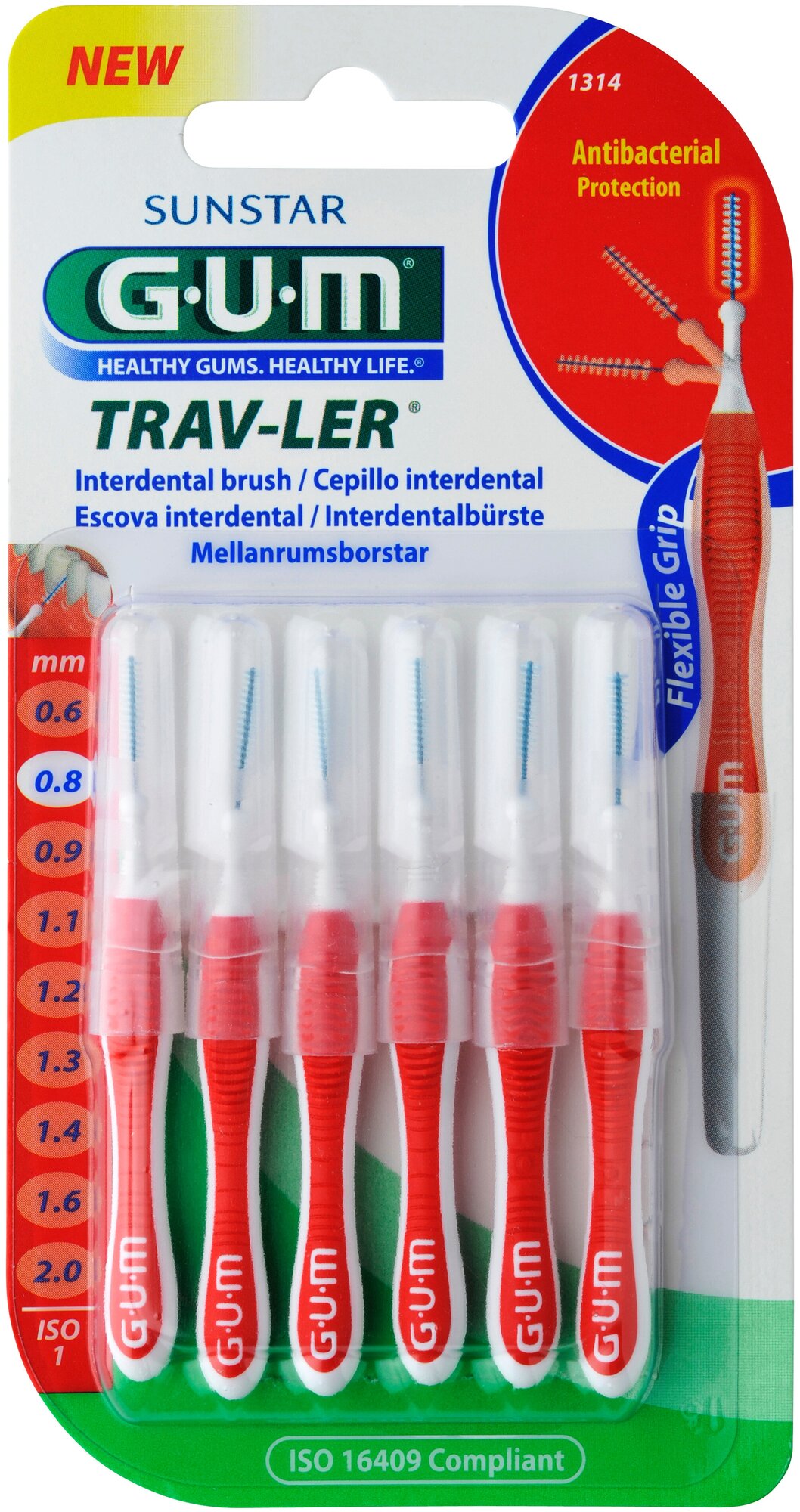 Межзубный ершик GUM Trav-Ler 0.8 mm красный