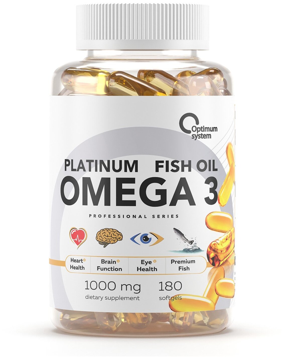 Капсулы Optimum system Platinum Fish oil Omega-3, 180 шт.