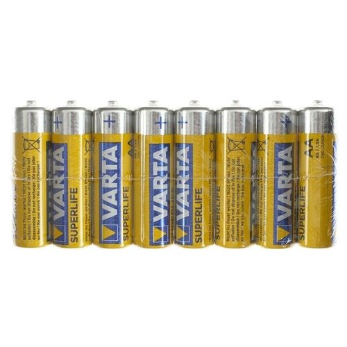 Батарейка солевая Varta SuperLife, AA, R6-8S, 1.5В, спайка, 8 шт. элемент питания varta superlife zinc carbon d r20 1 5 v 2 шт