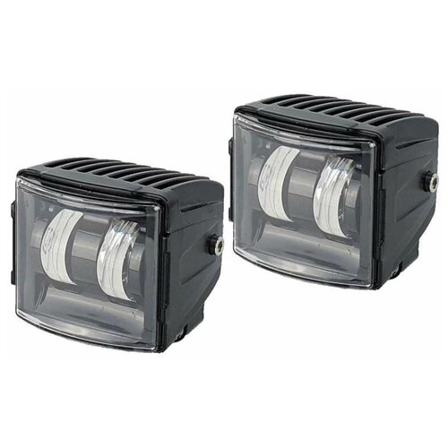 Комплект квадратных светодиодных ФАР на авто мото ПО 20ВТ 2 LED CREE С границей света 2 линзы/ на бампер/ автомобиль/ внедорожник/ мото