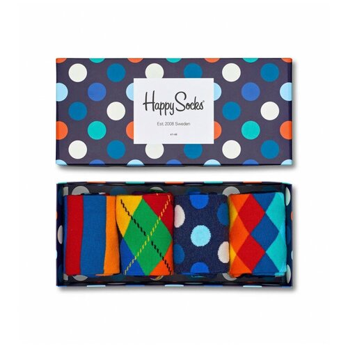 Носки Happy Socks, 4 пары, размер 36-40, мультиколор носки happy socks унисекс носки happy socks 4 pack fruit socks gift set xfru09 3 пары размер 36 40 мультиколор