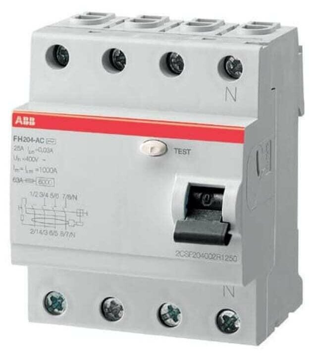 УЗО ABB FH204 AC-25/01 4-Х полюсное ТИП AC 25A 100MA 4 модуля