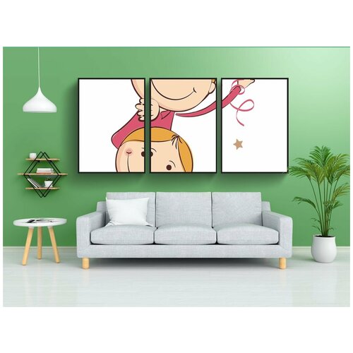 фото Набор модулных постеров для интерьера "дети, кошка, милый" 60x90 см. в тубусе, без рамки lotsprints