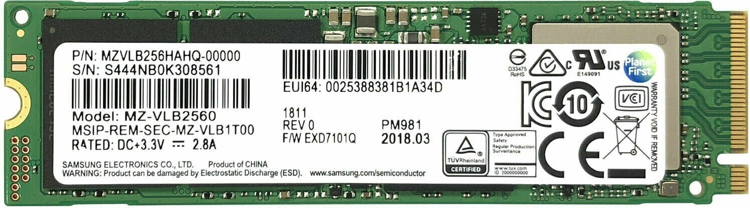 SSD Samsung PM981 256GB (MZ-VLB256HBHQ)