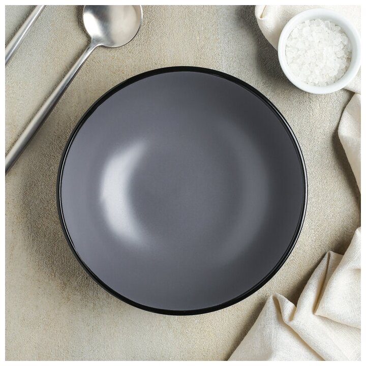 Миска керамическая Доляна «Ваниль», 700 мл, d=18 см, цвет серый - фотография № 2
