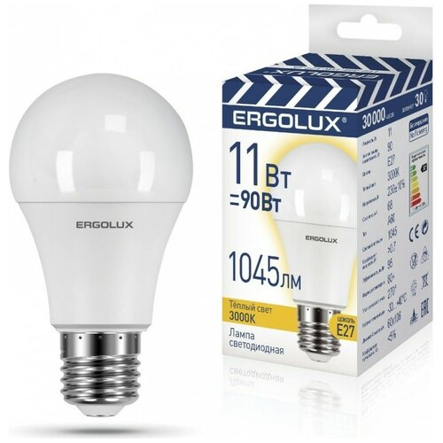 Светодиодная лампа Ergolux ЛОН LED-A60-11W-E27-3K промо