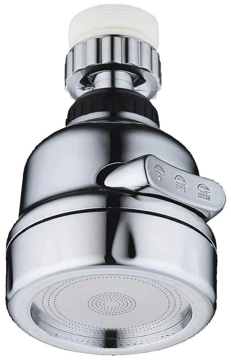 фото Фильтр-насадка на кран (поворотный аэратор) для экономии воды Vanhausen VN05.100.000, 3 режима, хром