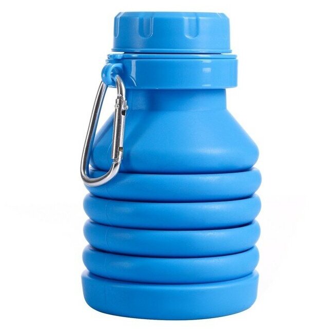 Бутылка для воды силиконовая, 450 мл, 7 х 21.3 см, синяя - фотография № 2