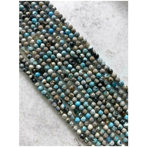 Бусины шар огранка 4мм. Натуральный камень. Цветной Агат. 90шт / 37 см / нить