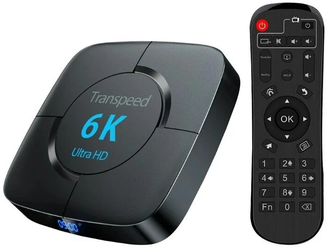 Смарт ТВ приставка Transpeed 6K 4/64GB, Allwinner H616, Vontar H618 Android 12.0, Wi-Fi 2.4/5GHz, Smart TV Box 6K UHD, Андроид ТВ бокс, Медиаплеер