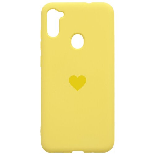фото Силиконовый чехол-накладка silky touch для samsung galaxy a11 / m11 с принтом "heart" желтый gosso
