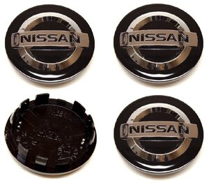 Колпачки заглушки на литые диски Tuning-Page для Nissan черные 54мм 4шт.