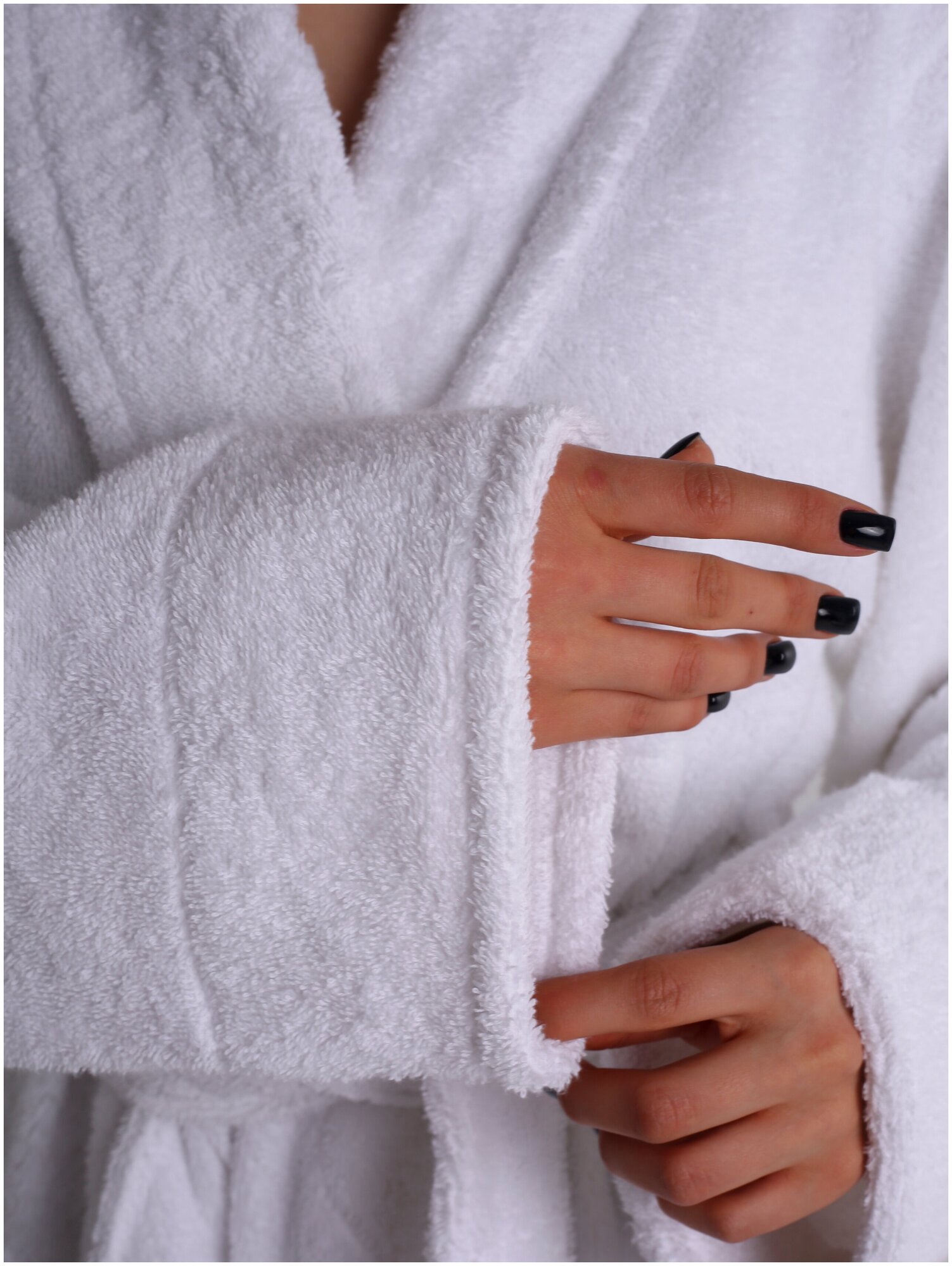 Женский махровый цвет белый халат с шалькой Veve home textile белый - фотография № 14