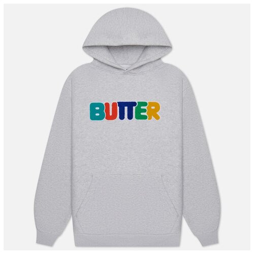 фото Мужская толстовка butter goods rounded chenille logo hoodie серый , размер m