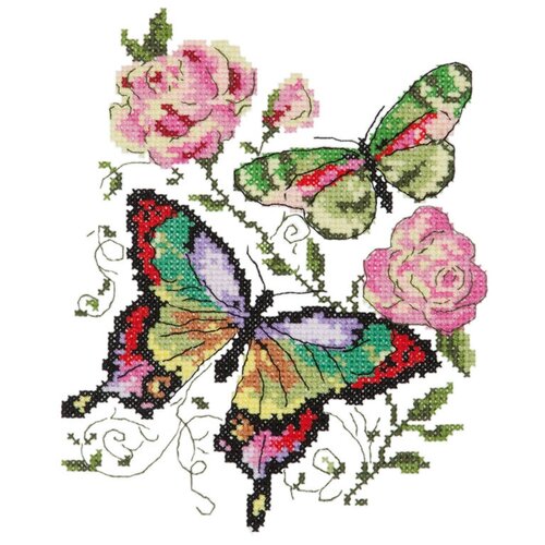 набор для вышивания крестом чудесная игла бабочки и розы Набор для вышивания крестом Чудесная игла Бабочки и розы