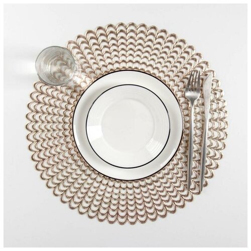 фото Набор салфеток кухонных 4 шт "солнечная" 38х38 см. цвет золото 5130322 доляна