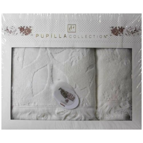 фото Набор полотенец для ванной в подарочной упаковке 2 пр. pupilla amazon хлопковая махра белый