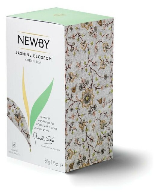 Чай Newby Цветок Жасмина зеленый с жасмином 25 пакетиков - фотография № 2