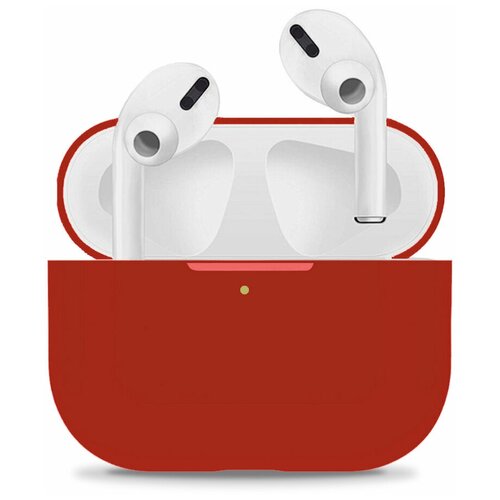 фото Ультратонкий силиконовый чехол для беспроводных наушников airpods pro / защитный чехол на аирподс про противоударный матовый (red) pastila