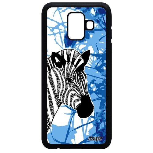 фото Защитный чехол на смартфон // galaxy a6 2018 // "зебра" дизайн лошадь, utaupia, голубой