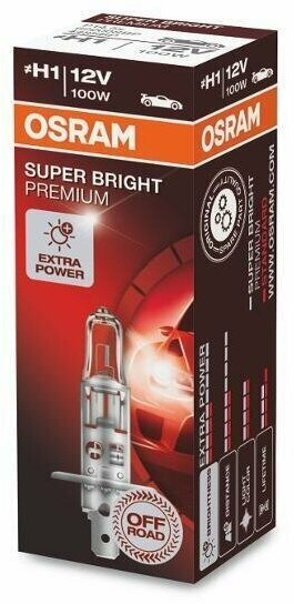 Лампа автомобильная галогенная Osram OFF-ROAD Super Bright Premium, H1, 12V, цоколь P14.5s, 1 шт