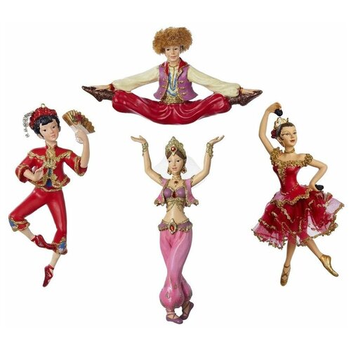 фото Набор ёлочных игрушек танец кукол из балета 'щелкунчик', полистоун, 16.5 см (4 шт.), kurts adler c7171-набор kurt s. adler