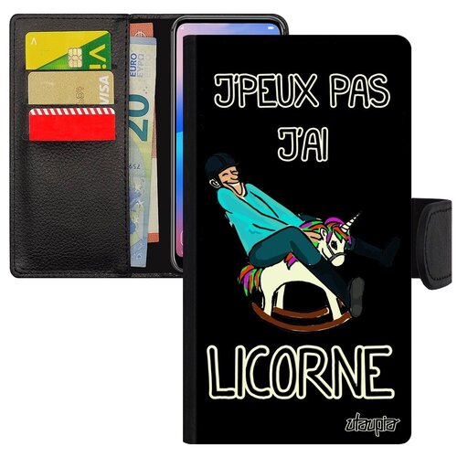 фото Ударопрочный чехол-книжка на смартфон // xiaomi mi 8 lite // "не могу - у меня единорог!" шутка комикс, utaupia, черный