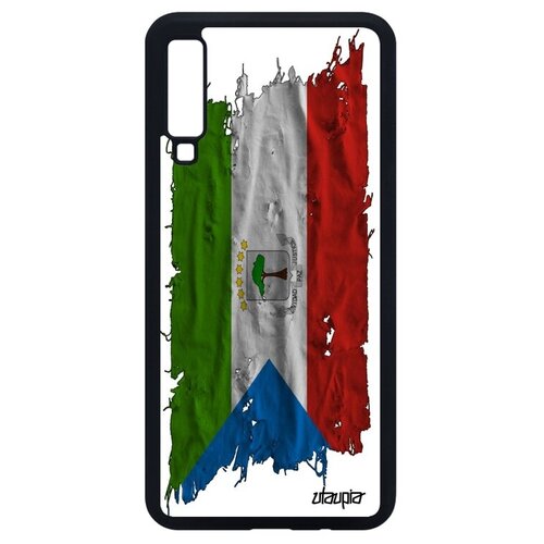 фото Яркий чехол на смартфон // samsung galaxy a7 2018 // "флаг гвинеи экваториальной на ткани" страна стиль, utaupia, белый