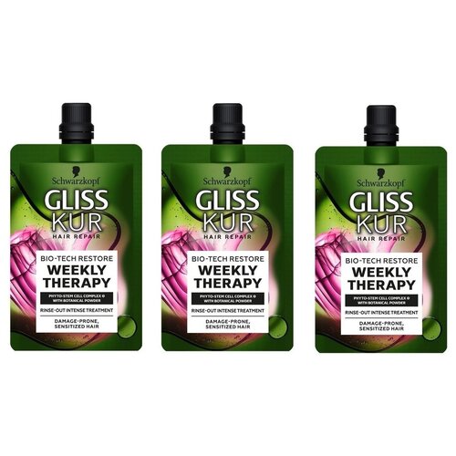 Купить Gliss Kur Маска гоммаж Bio-Tech Регенерация, для ослабленных, поврежденных волос, 50 мл., 3 шт.