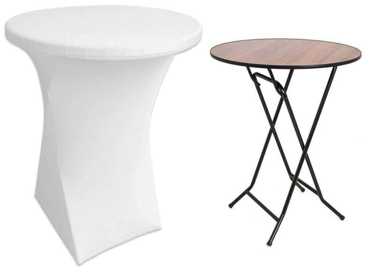 Чехол на коктейльный стол 110х80 см. цвет белый - фотография № 4
