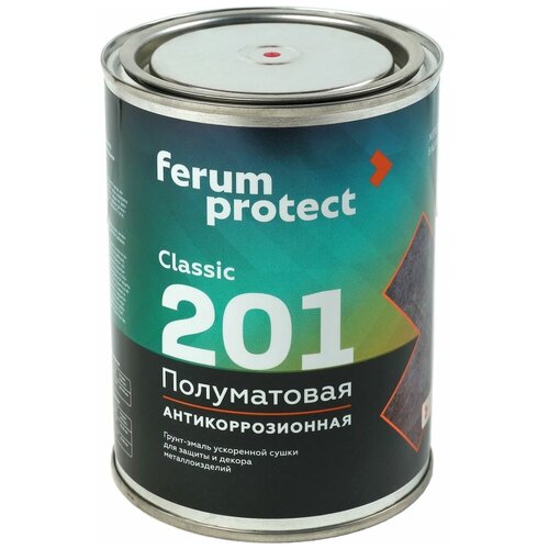 Грунт-эмаль 3-в-1 Ferumprotect-201 Черная полуматовая быстросохнущая (0,9 кг)