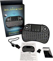 Беспроводная клавиатура GoldMaster rii mini i8 черный, русская и английская раскладки, с RGB подсветкой, аккумулятором и RUS инструкцией