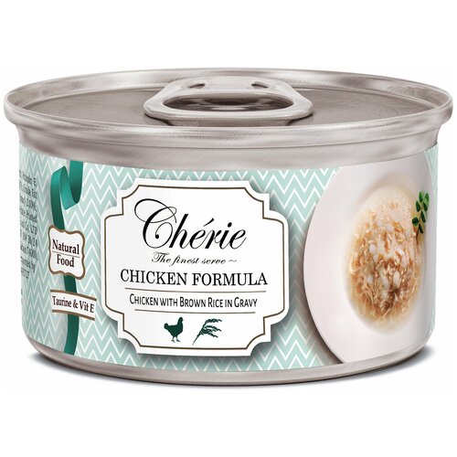 Влажный корм для кошек Pettric Cherie CHICKEN FORMULA, курица с бурым рисом в соусе, 80 г, 1 шт.