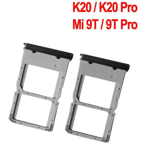 Держатель сим карты / Сим лоток / Контейнер SIM для Xiaomi Mi 9T / Mi 9T Pro / Redmi K20 / Redmi K20 Pro (Черный)